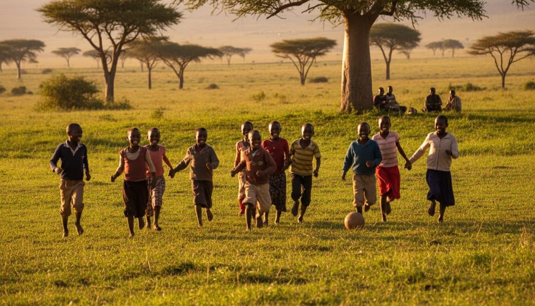 Children of Bogetenga playing together in the Kenyan countryside